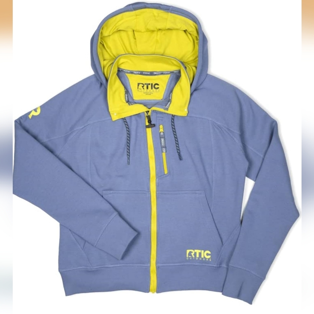 RTIC Womens‎ Cobalt Blue Lime Green Water-Repellent Zip Up Hoodie Sweatshirt Med